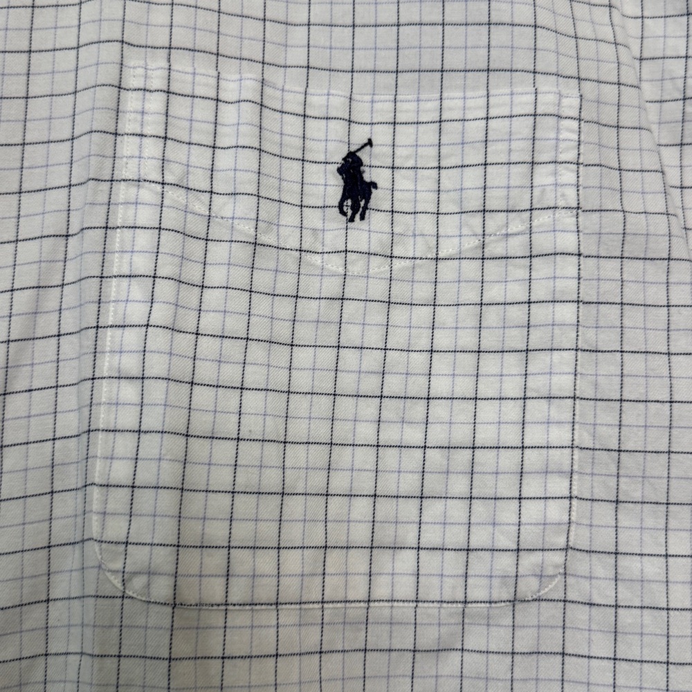 Ralph Lauren Men's Shirt Size XL White Grey Checkered Gold Button Down Sport EUC - Picture 5 of 8